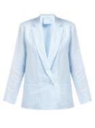 Matchesfashion.com Loup Charmant - Crossover Front Linen Blazer - Womens - Blue