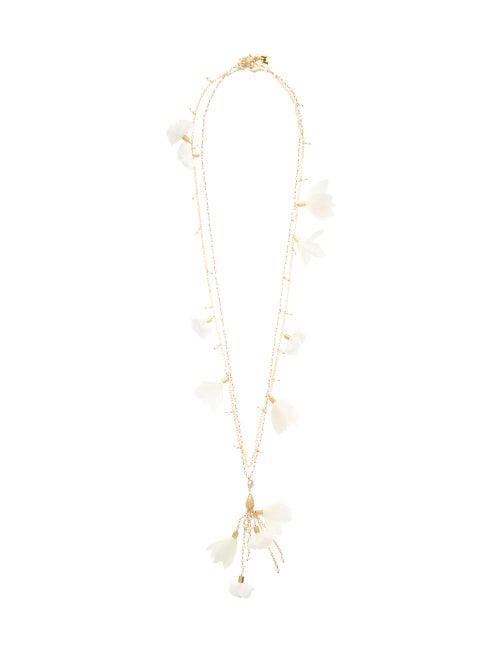 Matchesfashion.com Rosantica - Sentiero Pearl-embellished Floral-charm Necklace - Womens - White