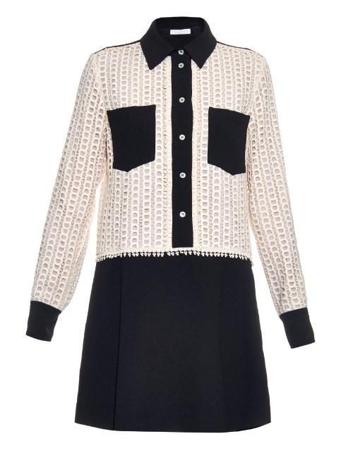 See By Chloé Point-collar Lace And Crepe Dress