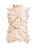 Matchesfashion.com 4 Moncler Simone Rocha - X Simone Rocha Ruffled Nylon Blouse - Womens - Beige