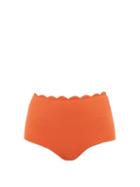 Matchesfashion.com Marysia - Palm Springs Scallop Edge High Rise Bikini Briefs - Womens - Orange
