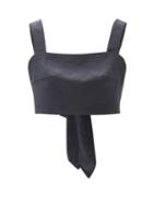 Matchesfashion.com Casa Raki - Luli Tie-back Organic-linen Cropped Top - Womens - Black