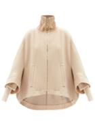 Chlo - High-neck Wool-blend Cape Coat - Womens - Beige