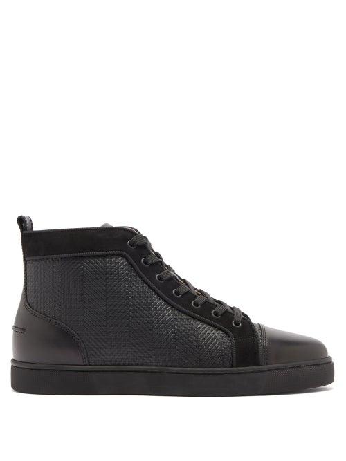 Matchesfashion.com Christian Louboutin - Louis High-top Chevron-panel Leather Trainers - Mens - Black
