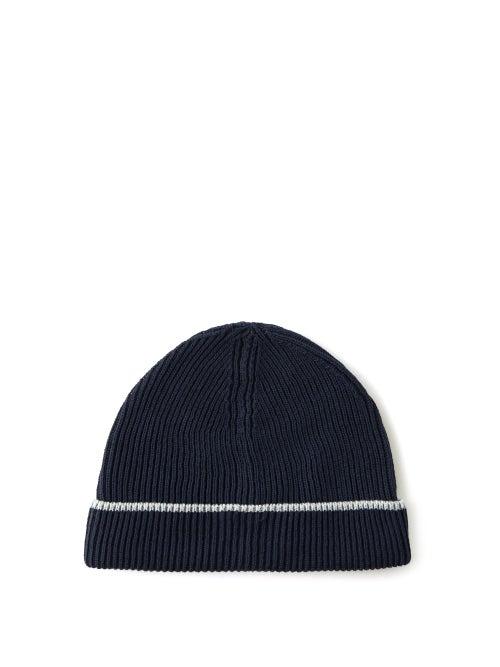 Brunello Cucinelli - Striped Cotton-knit Beanie - Mens - Navy