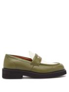 Marni - Colour-block Leather Loafers - Womens - Green Multi