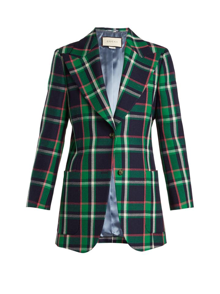 Gucci Checked Tiger-appliqu Wool Jacket