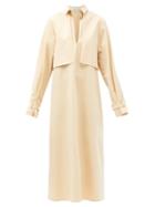 Matchesfashion.com La Collection - Liv Storm-flap Cotton-blend Poplin Dress - Womens - Beige