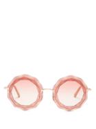 Matchesfashion.com Chlo - Caite Decagon Acetate And Metal Sunglasses - Womens - Gold Pink