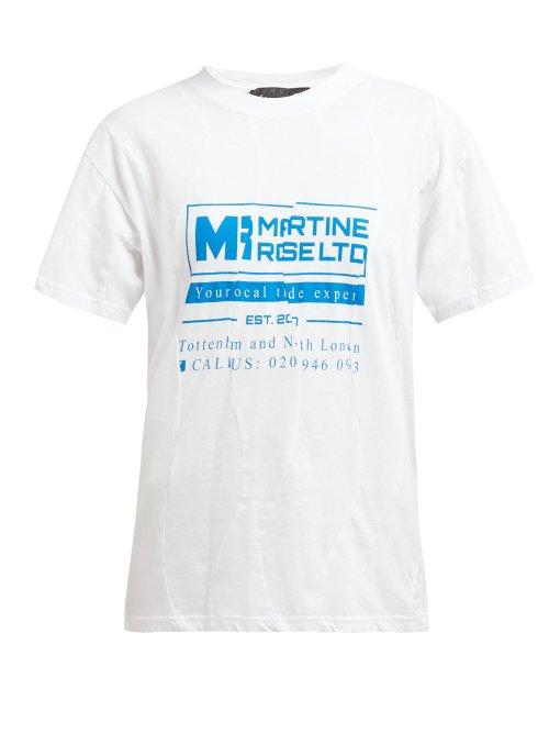Matchesfashion.com Martine Rose - Wobbly Logo Print Cotton T Shirt - Womens - White