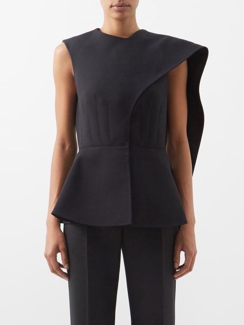 The Row - Fanya Draped-panel Twill Sleeveless Jacket - Womens - Black