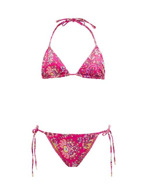 Matchesfashion.com Etro - Ibiza Paisley-print Triangle Bikini - Womens - Pink Multi