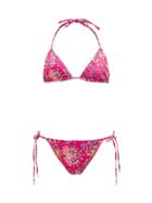 Matchesfashion.com Etro - Ibiza Paisley-print Triangle Bikini - Womens - Pink Multi