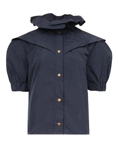 Matchesfashion.com Symonds Pearmain - Ruffled Taffeta Blouse - Womens - Navy