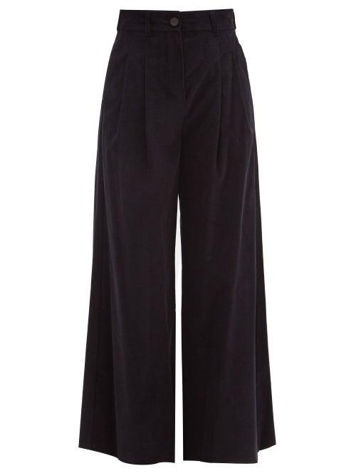 Matchesfashion.com S Max Mara - Spadino Trousers - Womens - Navy