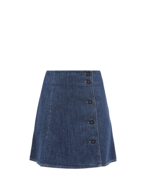 Ladies Rtw A.p.c. - Mauricette Denim Mini Skirt - Womens - Mid Denim