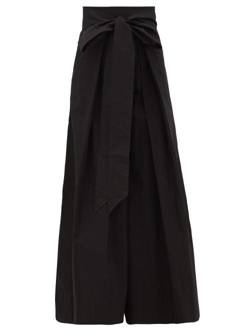 Matchesfashion.com Kalita - Avendon High-rise Belted Cotton Wide-leg Trousers - Womens - Black