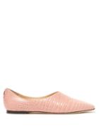 Matchesfashion.com Jimmy Choo - Joselyn Crocodile-effect Leather Ballet Flats - Womens - Light Pink