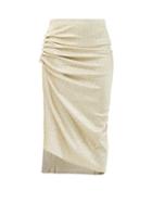 Matchesfashion.com Paco Rabanne - Button-ruched Lurex Midi Skirt - Womens - Silver Gold