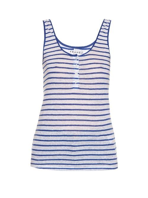 Frame Le Nautical Striped Linen Tank Top