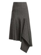 Matchesfashion.com Balenciaga - Asymmetric Checked Virgin Wool Skirt - Womens - Grey Multi