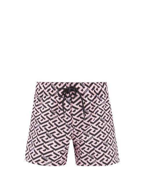 Versace - Greca-print High-cut Rep Shorts - Womens - Pink Black