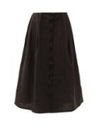 Matchesfashion.com Art School - Nurse Pleated Linen Skirt - Womens - Black