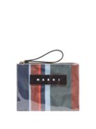 Matchesfashion.com Marni - Striped Leather Trimmed Pvc Pouch - Womens - Blue Multi