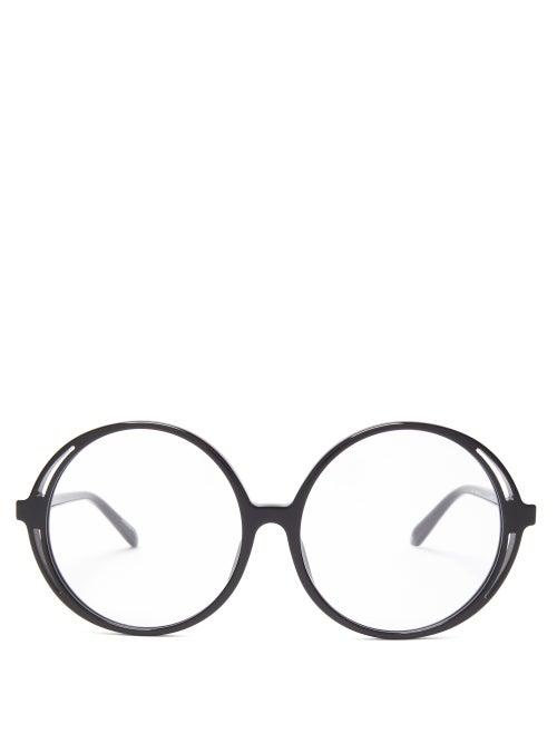 Matchesfashion.com Linda Farrow - Oversized Round-frame Acetate Glasses - Womens - Black