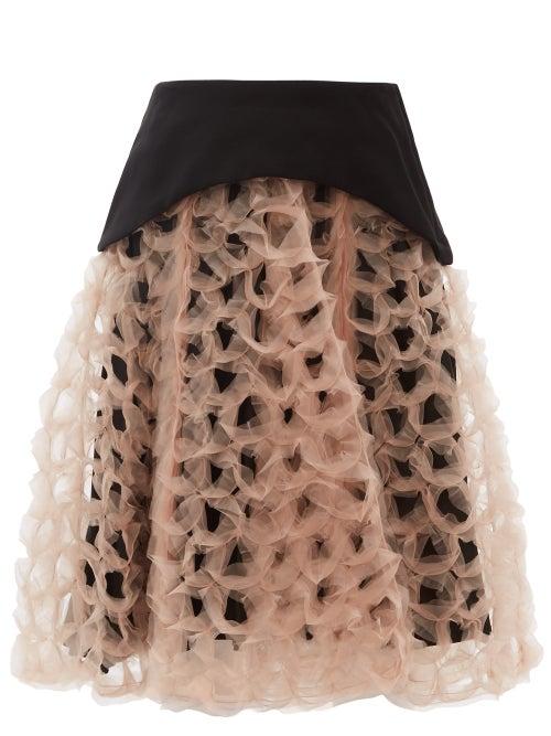 Matchesfashion.com Noir Kei Ninomiya - Organza Overlay Full Crepe Skirt - Womens - Nude