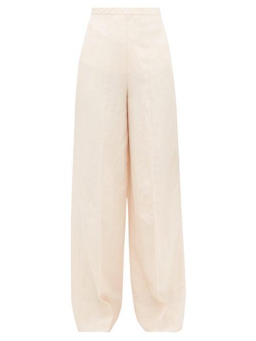 Matchesfashion.com Jil Sander - High Rise Twill Wide Leg Trousers - Womens - Light Pink