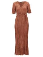 Matchesfashion.com Mes Demoiselles - Twinkie Crinkled Silk-satin Maxi Dress - Womens - Brown