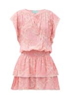 Matchesfashion.com Melissa Odabash - Keri Leaf-print Crepe Mini Dress - Womens - Red Print