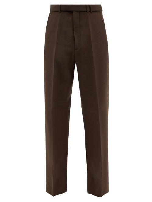 Ermenegildo Zegna - Straight-leg Wool-felt Trousers - Mens - Brown