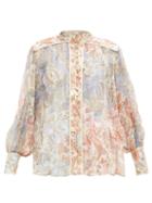 Matchesfashion.com Zimmermann - Lucky Bound Floral-print Silk Chiffon Blouse - Womens - Multi