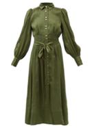 Matchesfashion.com Aje - Oxidised Linen-blend Shirt Dress - Womens - Khaki