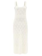 Le Kasha - Losange Crochet Linen Dress - Womens - White
