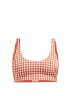 Matchesfashion.com Mara Hoffman - Lira Checked Scoop Neck Bikini Top - Womens - Brown White