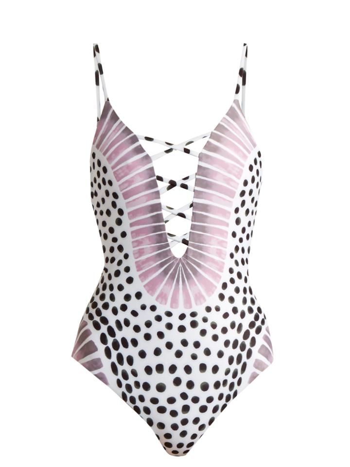Mara Hoffman Samba White-print Cut-out Swimsuit
