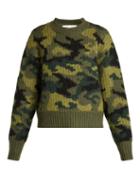 Matchesfashion.com Pswl - Camouflage Cropped Wool Blend Sweater - Womens - Camouflage