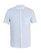 Matchesfashion.com 120% Lino - Short Sleeved Striped Linen Shirt - Mens - White Multi