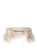 Matchesfashion.com Altuzarra - Feather-trim Leather Belt - Womens - Light Grey
