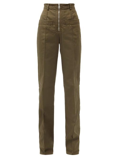 Matchesfashion.com No. 21 - High-rise Cotton-blend Gabardine Trousers - Womens - Khaki