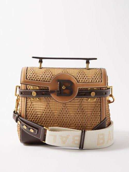 Balmain - Bbuzz 23 Raffia Cross-body Bag - Womens - Beige Brown
