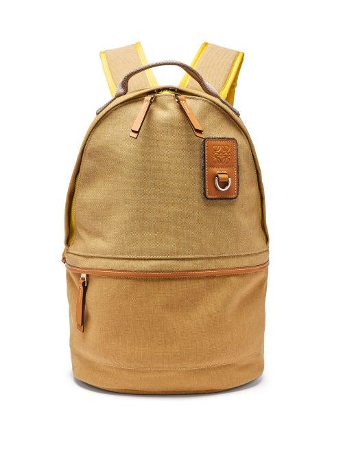 Matchesfashion.com Eye/loewe/nature - Leather-trimmed Canvas Backpack - Mens - Beige