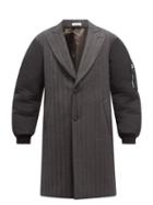 Alexander Mcqueen - Single-breasted Herringbone And Nylon Coat - Mens - Black Grey