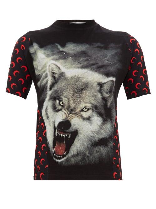 Matchesfashion.com Marine Serre - Upcycled Wolf Print Jersey T Shirt - Womens - Black Multi