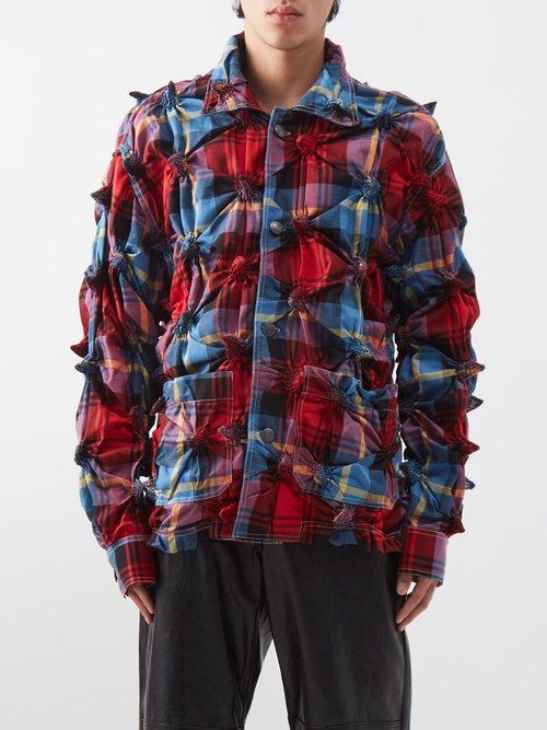Charles Jeffrey Loverboy - Spikey Checked Cotton Workwear Jacket - Mens - Red Check