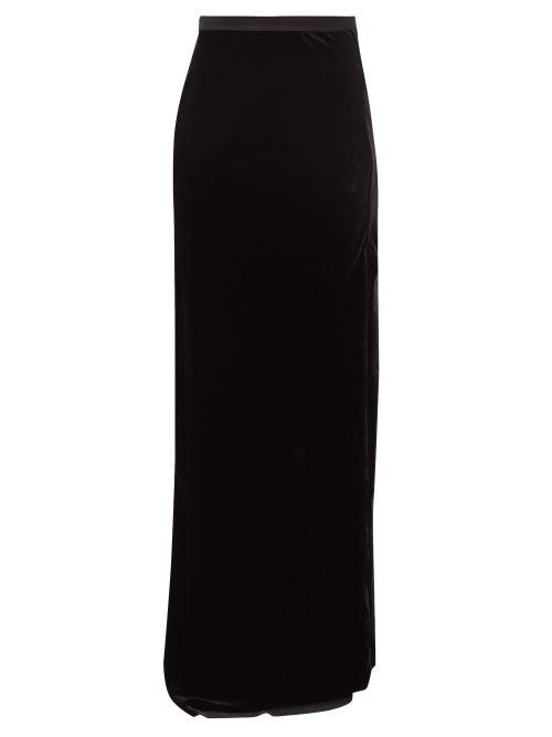 Matchesfashion.com Nili Lotan - Azalea Side-slit Velvet Maxi Skirt - Womens - Black