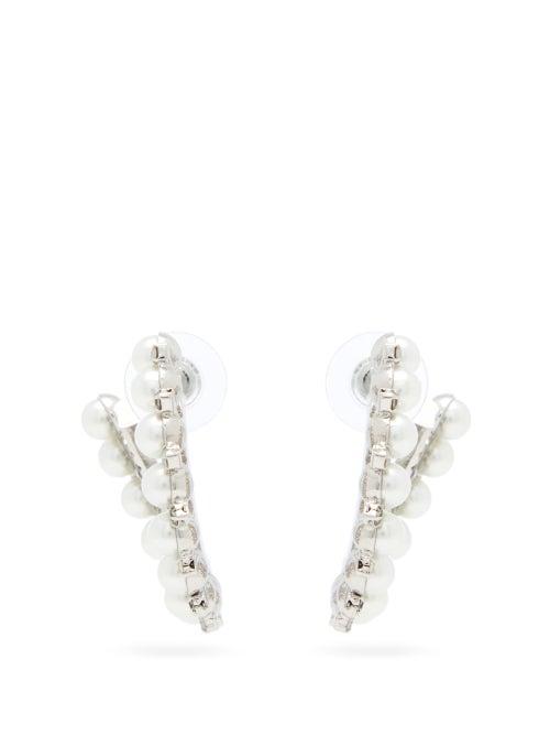 Matchesfashion.com Erdem - Crystal And Faux-pearl Embellished Hoop Earrings - Womens - Pearl